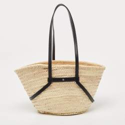 Givenchy Black/Natural Raffia and Leather Small Voyou Basket Bag