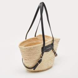 Givenchy Black/Natural Raffia and Leather Small Voyou Basket Bag