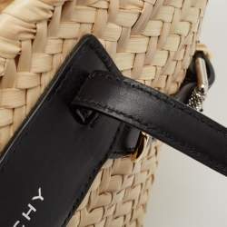 Givenchy Black/Natural Raffia and Leather Small Voyou Basket Bag