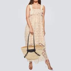 Givenchy Black/Natural Raffia and Leather Small Voyou Basket Bag