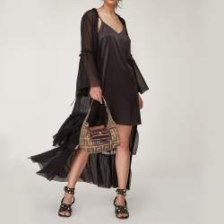 Givenchy Beige/Brown Signature Canvas and Croc Embossed Leather Hobo