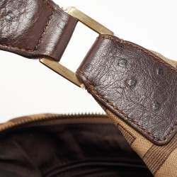Givenchy Beige/Brown Signature Canvas and Croc Embossed Leather Hobo