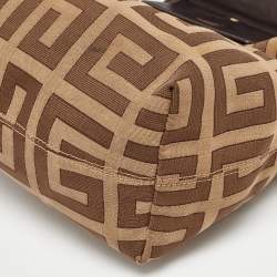 Givenchy Beige/Brown Signature Canvas and Croc Embossed Leather Hobo