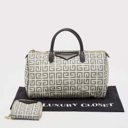 Givenchy Black/White Monogram Coated Canvas and Leather Boston Bag w/Wallet