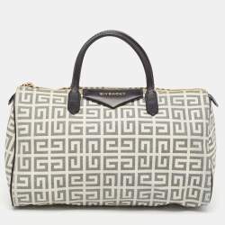 Givenchy Black/White Monogram Coated Canvas and Leather Boston Bag w/Wallet