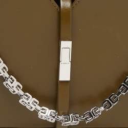 Pre Owned Givenchy Olive Green Glossy Leather Chain Cut Out Bag
