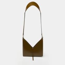 Pre Owned Givenchy Olive Green Glossy Leather Chain Cut Out Bag