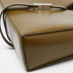 Pre Owned Givenchy Olive Green Glossy Leather Chain Cut Out Bag