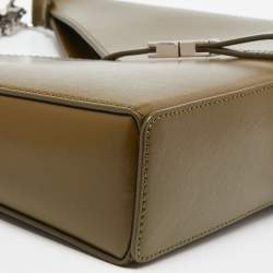 Pre Owned Givenchy Olive Green Glossy Leather Chain Cut Out Bag