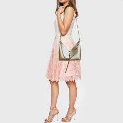 Pre Owned Givenchy Olive Green Glossy Leather Chain Cut Out Bag