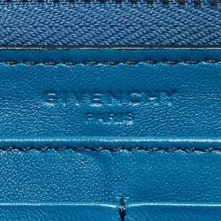 Givenchy Blue Leather Logo Zip Around Continental Wallet