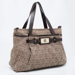 Givenchy Brown Signature Canvas and Patent Leather Tote