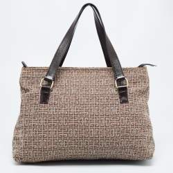 Givenchy Brown Signature Canvas and Patent Leather Tote