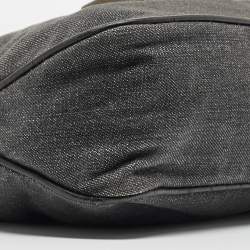 Givenchy Grey/Black Denim and Croc Embossed Leather Shoulder Bag