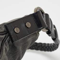 Givenchy Grey/Black Denim and Croc Embossed Leather Shoulder Bag
