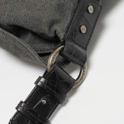 Givenchy Grey/Black Denim and Croc Embossed Leather Shoulder Bag