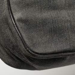 Givenchy Grey/Black Denim and Croc Embossed Leather Shoulder Bag