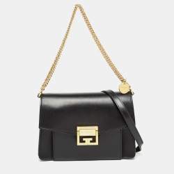 Pre Owned Givenchy Black Glossy Leather Small GV3 Shoulder Bag