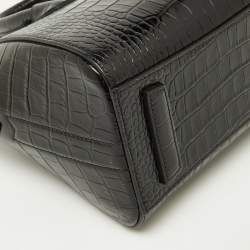 Pre Owned Givenchy Black Glossy Croc Embossed Leather Mini Antigona Satchel