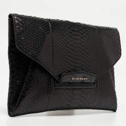 Givenchy Black Python Antigona Envelope Clutch 