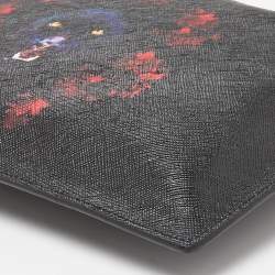 Pre Owned Givenchy Black Jaguar Printed Leather Zip Pouch