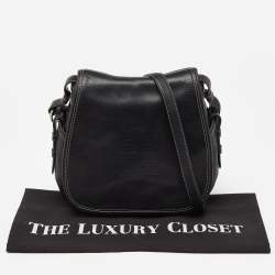 Givenchy Black Logo Embossed Leather Flap Hobo