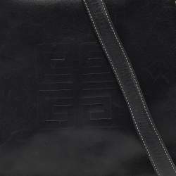 Givenchy Black Logo Embossed Leather Flap Hobo