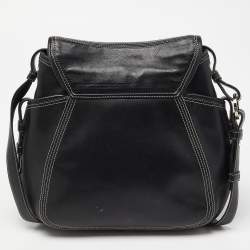 Givenchy Black Logo Embossed Leather Flap Hobo