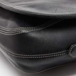 Givenchy Black Logo Embossed Leather Flap Hobo