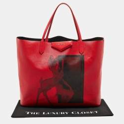 Pre Owned Givenchy Red Leather Large Bambi Antigona Shopper Tote