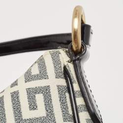 Givenchy Black/Off White Signature Coated Canvas and Patent Leather Hobo