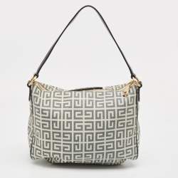 Givenchy Black/Off White Signature Coated Canvas and Patent Leather Hobo