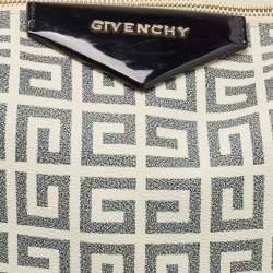 Givenchy Black/Off White Signature Coated Canvas and Patent Leather Hobo
