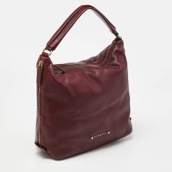 Pre Owned Givenchy Burgundy Leather Zip Hobo