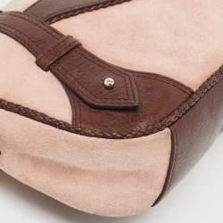 Pre Owned Givenchy Brown/Light Pink Leather and Suede Baguette Bag