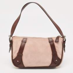 Pre Owned Givenchy Brown/Light Pink Leather and Suede Baguette Bag