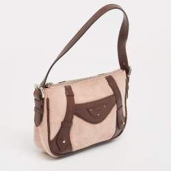 Pre Owned Givenchy Brown/Light Pink Leather and Suede Baguette Bag