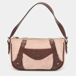 Pre Owned Givenchy Brown/Light Pink Leather and Suede Baguette Bag
