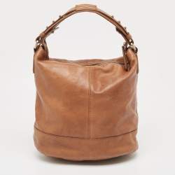Givenchy Brown Leather Logo Bucket Hobo