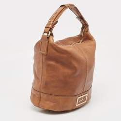 Givenchy Brown Leather Logo Bucket Hobo