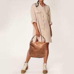 Givenchy Brown Leather Logo Bucket Hobo