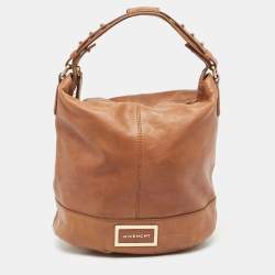 Givenchy Brown Leather Logo Bucket Hobo