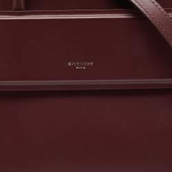 Pre Owned Givenchy Burgundy Leather Mini Horizon Tote