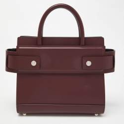 Pre Owned Givenchy Burgundy Leather Mini Horizon Tote