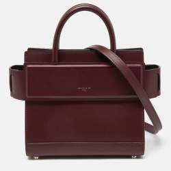 Pre Owned Givenchy Burgundy Leather Mini Horizon Tote
