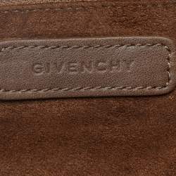 Pre Owned Givenchy Brown Embossed Logo Leather Hobo