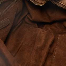 Pre Owned Givenchy Brown Embossed Logo Leather Hobo