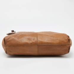 Pre Owned Givenchy Brown Embossed Logo Leather Hobo