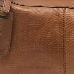 Pre Owned Givenchy Brown Embossed Logo Leather Hobo