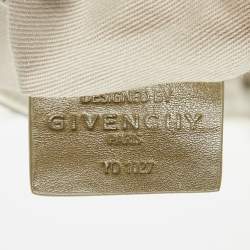 Givenchy White/Olive Green Signature Fabric and Leather Top Handle Bag